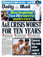 Daily Mail (UK) Newspaper Front Page for 7 January 2015