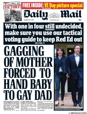 Daily Mail Newspaper Front Page (UK) for 7 May 2015