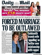 Daily Mail (UK) Newspaper Front Page for 7 June 2012