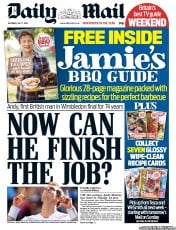 Daily Mail (UK) Newspaper Front Page for 7 July 2012