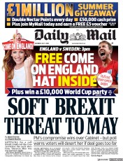 Daily Mail (UK) Newspaper Front Page for 7 July 2018