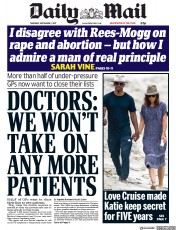 Daily Mail (UK) Newspaper Front Page for 7 September 2017