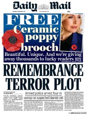 Daily Mail Newspaper Front Page (UK) for 8 November 2014
