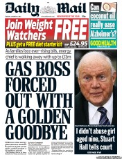 Daily Mail (UK) Newspaper Front Page for 8 January 2013