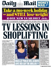 Daily Mail Newspaper Front Page (UK) for 8 January 2014