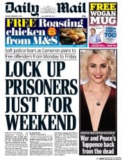 Daily Mail (UK) Newspaper Front Page for 8 February 2016