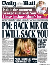 Daily Mail (UK) Newspaper Front Page for 8 June 2015