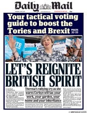 Daily Mail (UK) Newspaper Front Page for 8 June 2017
