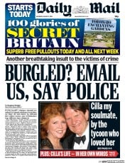 Daily Mail (UK) Newspaper Front Page for 8 August 2015