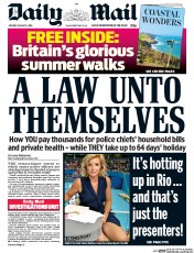 Daily Mail (UK) Newspaper Front Page for 8 August 2016