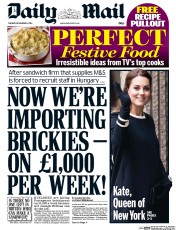 Daily Mail (UK) Newspaper Front Page for 9 December 2014