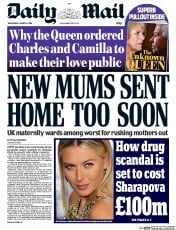 Daily Mail (UK) Newspaper Front Page for 9 March 2016