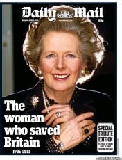 Daily Mail Newspaper Front Page (UK) for 9 April 2013