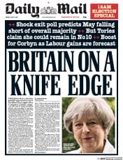 Daily Mail (UK) Newspaper Front Page for 9 June 2017