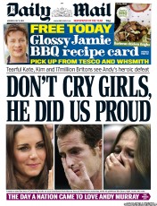 Daily Mail Newspaper Front Page (UK) for 9 July 2012