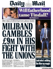 Daily Mail (UK) Newspaper Front Page for 9 July 2013