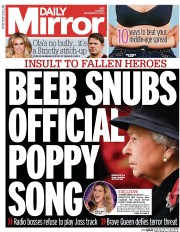 Daily Mirror (UK) Newspaper Front Page for 10 November 2014