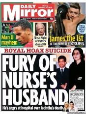 Daily Mirror Newspaper Front Page (UK) for 10 December 2012