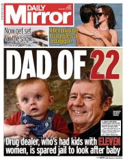 Daily Mirror Newspaper Front Page (UK) for 10 January 2014