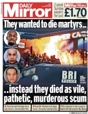 Daily Mirror Newspaper Front Page (UK) for 10 January 2015