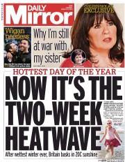 Daily Mirror Newspaper Front Page (UK) for 10 March 2014