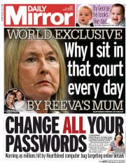 Daily Mirror Newspaper Front Page (UK) for 10 April 2014