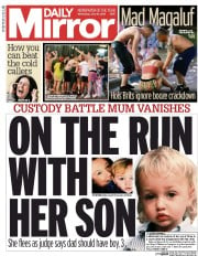 Daily Mirror Newspaper Front Page (UK) for 10 June 2015