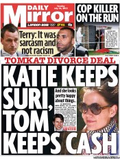 Daily Mirror (UK) Newspaper Front Page for 10 July 2012