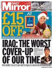 Daily Mirror (UK) Newspaper Front Page for 11 December 2014