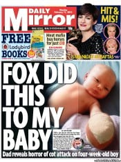 Daily Mirror (UK) Newspaper Front Page for 11 February 2013