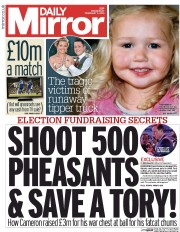 Daily Mirror (UK) Newspaper Front Page for 11 February 2015