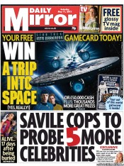 Daily Mirror Newspaper Front Page (UK) for 11 May 2013