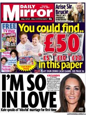 Daily Mirror Newspaper Front Page (UK) for 11 June 2011