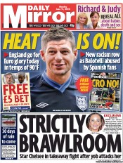 Daily Mirror (UK) Newspaper Front Page for 11 June 2012