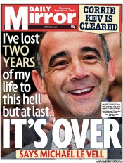 Daily Mirror Newspaper Front Page (UK) for 11 September 2013
