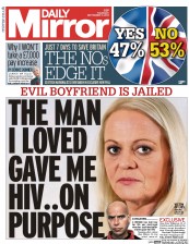 Daily Mirror (UK) Newspaper Front Page for 11 September 2014