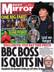 Daily Mirror Newspaper Front Page (UK) for 12 November 2012