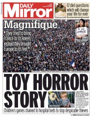 Daily Mirror (UK) Newspaper Front Page for 12 January 2015