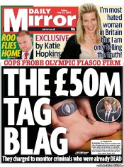 Daily Mirror Newspaper Front Page (UK) for 12 July 2013