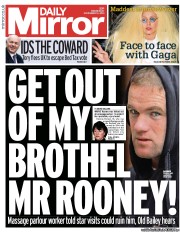 Daily Mirror Newspaper Front Page (UK) for 13 November 2013