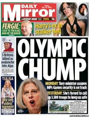 Daily Mirror (UK) Newspaper Front Page for 13 July 2012