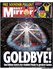 Daily Mirror (UK) Newspaper Front Page for 13 August 2012