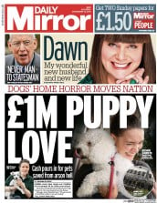 Daily Mirror Newspaper Front Page (UK) for 13 September 2014
