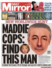 Daily Mirror Newspaper Front Page (UK) for 14 October 2013