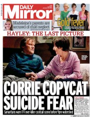 Daily Mirror Newspaper Front Page (UK) for 14 January 2014