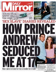 Daily Mirror Newspaper Front Page (UK) for 14 January 2015