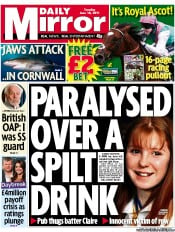 Daily Mirror Newspaper Front Page (UK) for 14 June 2011