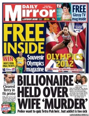 Daily Mirror (UK) Newspaper Front Page for 14 July 2012