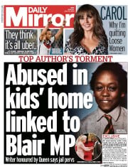 Daily Mirror Newspaper Front Page (UK) for 14 July 2014