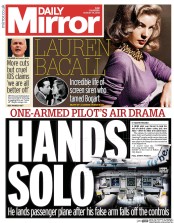 Daily Mirror Newspaper Front Page (UK) for 14 August 2014